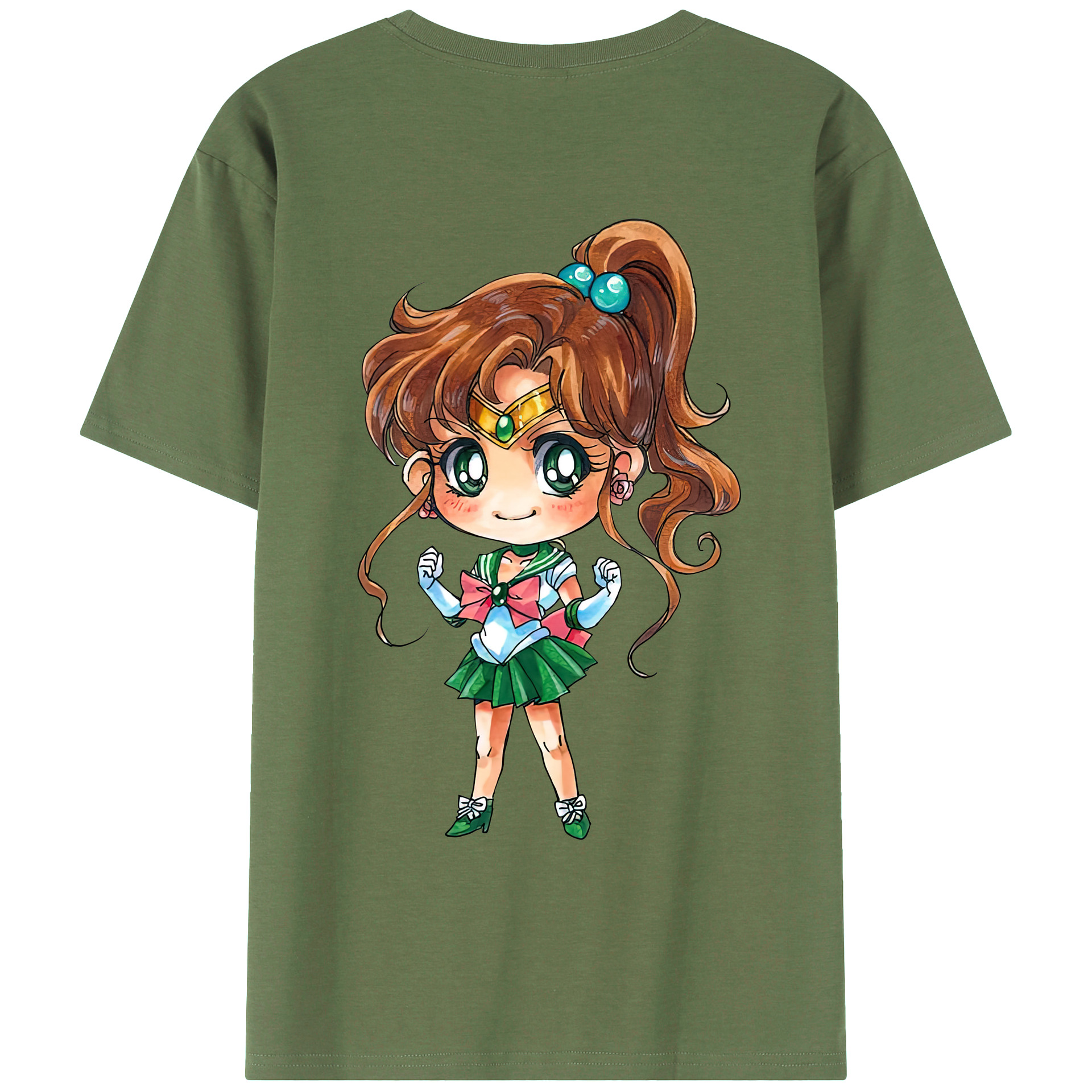 （画像用） 美少女戦士セーラームーン 木野 まこと きの まこと Sailor Moon Kino Makoto （セーラージュピター；Sailor Jupiter） 綿100％ メンズ半袖Tシャツ（バックプリント） 通気性